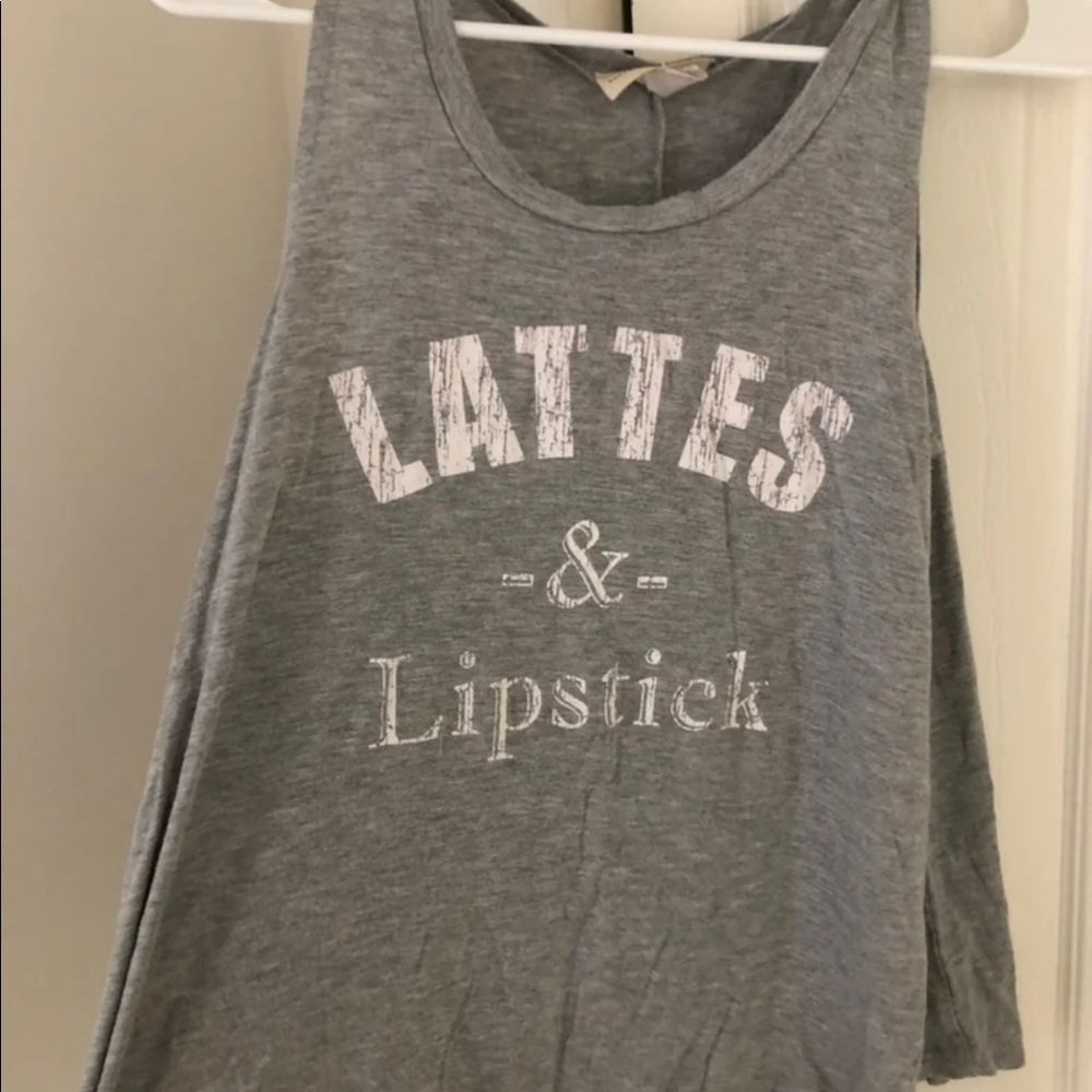 Lattes and lipstick tank top